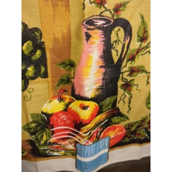 Vtg. Pure Linen Dish Towel 27x16 Kitchen Stlllife Multicolor Czechoslovakia NOS - Picture 8 of 14